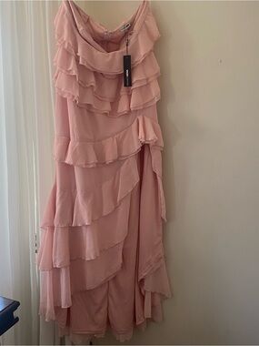 Fashion Nova Dusty Blush Pink Ruffle Tiered Maxi Dress